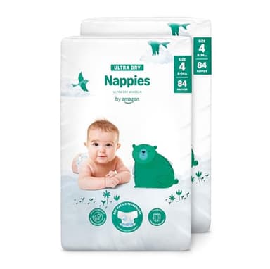 by Amazon Ultra Dry Nappies - Taglia 4 (8-14kg) - con Canali - 168 Pannolini (2 Confezioni da 84) (Stesso Prodotto Commercializzato in Precedenza con il Marchio Mama Bear)