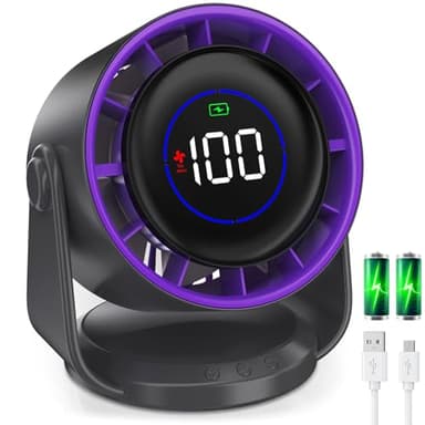 PALATALA Ventilatore da Tavolo, Ventilatore USB Ricaricabile, 100 Velocità con Rotazione 105° e Display LED, Ventilatore da Scrivania Silenzioso & Potente per Camera, Ufficio, Soggiorno, Biblioteca