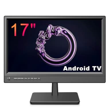 KCR Smart TV, 17 pollici LED digitale DVB-T2, TV portatile freeview, supporto wifi RJ45, presa USB, uscita cuffie, telecomando coassiale, ingresso AV, HDMI in, colore nero