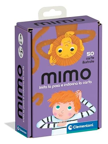 Clementoni - Mimo, Mazzo di 50 Carte per Imitare Pose e Indovinare l'Azione, per Bambini 4+ Anni e Tutta la Famiglia, 2-6 Giocatori, Idea Regalo Made in Italy, Lingua Italiana, 16174