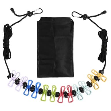 4m Filo Stendibiancheria Portatile, Filo Stendibiancheria Retrattile da Esterno Campeggio Accessori, Filo Stendibiancheria per Esterno con 12 Mollette, Fili Stendibiancheria da Esterno Viaggio