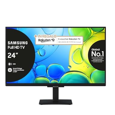 Samsung Full HD Smart TV 24'' UE24F6000FUXZT, Hyper Real Processor, HDR & Pur Color, Smart Experience, OTS Lite & Adaptive Sound, SlimLook Design, edizione speciale PACCHETTO INTRATTENIMENTO, 2025