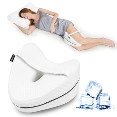 LITSPOT Cuscino per Gambe e Ginocchia per Dormire sul Fianco, Ortopedido Cuscino Rinfrescante per Gambe in Memory Foam per Alleviare Dolori alla Schiena, all'anca, alla Sciatica e alle Articolazioni
