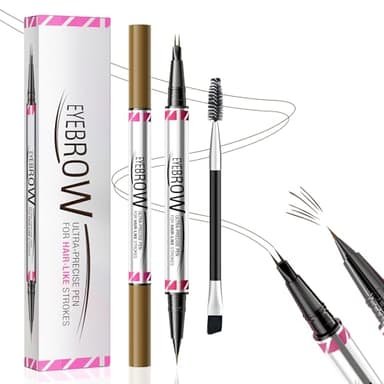 Matita per Sopracciglia Impermeabile Doppia Testa, Penna Eyeliner e Sopracciglia 2 in 1, Liquido Penna Sopracciglia Effetto Pelo per creare sopracciglia naturali, a lunga durata (Marrone scuro)