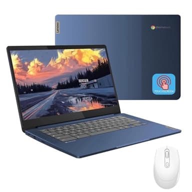Lenovo IdeaPad Slim-3 Chromebook Laptop - Schermo touch FHD da 14 pollici per studenti universitari e aziendali, MediaTek Kompanio 520 (8-core), 4 GB di RAM, 64 GB eMMC, 13,5 H lunga durata della