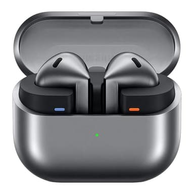 Samsung Galaxy Buds3, cuffie Bluetooth senza fili, con cancellazione attiva del rumore (ANC), cancellazione adattiva del rumore, cuffie in-ear con audio a 360 gradi, argento, con custodia Anymode
