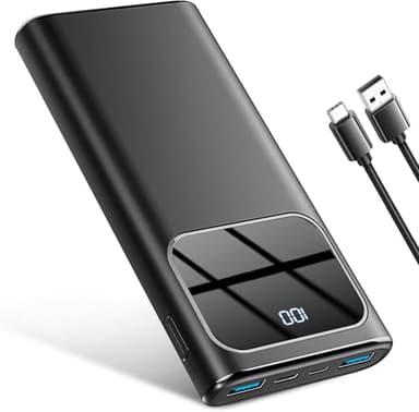 Power Bank, 10000mAh PowerBank Ricarica Rapida con Ingresso e Uscita USB-C Batteria Esterna, Caricatore Portatile Display LED per iPhone 15/14/13/12/Pro/Pro Max