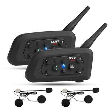 EJEAS V6pro Interfono Moto Bluetooth Coppia 1200 m Interfono in Tempo Reale Auricolare Casco Moto 6 Motociclisti Riduzione del rumore DSP Impermeabilità, USB-C