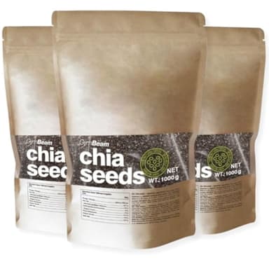GymBeam Semi di Chia - Superfood Ricco di Fibre, Proteine e Grassi Sani - Ideale per Frullati, Yogurt e Porridge - Adatto a Vegani (1000 (3er pack))