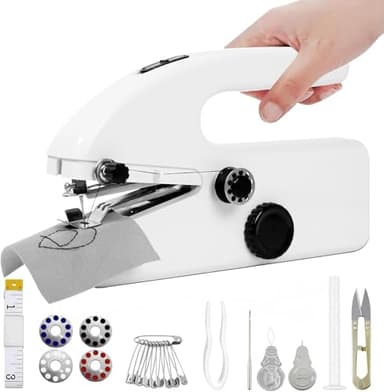 YwuLy Mini macchina da cucire elettrica a mano, mini macchina da cucire portatile, senza fili, con accessori da cucito per principianti, veloce da cucire, adatta per vestiti, tessuti, cutains