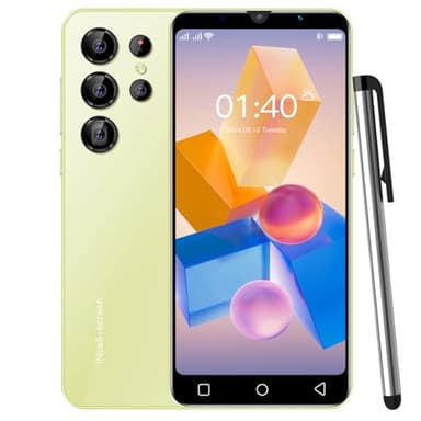 QrZrQ Smartphone economico, display da 5,0 pollici, 16GB ROM (128GB scalabile), Android 9.0, telefono dual SIM con doppia fotocamera, WIFI/GPS/Bluetooth/Face Unlock (Q24Ultra-Yellow)