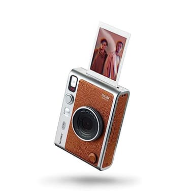 Fujifilm instax mini Evo Brown - Fotocamera Ibrida a Sviluppo Istantaneo, Stampante per Smartphone, Design Analogico, 100 Combinazioni di Effetti, Dimensioni Stampa 86 mm x 54