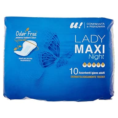 U! Confronta & Risparmia Lady Maxi Night Assorbenti Igienici Adulti, 10 Pezzi