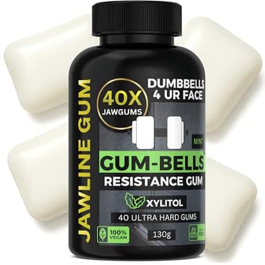 GUMBELLS® Gomma per Mascella allo Xilitolo I mewing JAWLINE GUM (Confezione 2 mesi (40 unità)) Menta I Jaw trainer I allena mascella più resistenza della mastiha - mastic gum