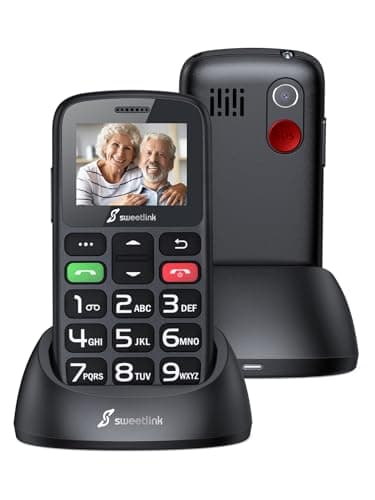 SweetLink Telefono Cellulare per Anziani con Tasti Grandi, GSM Senior Telefoni per Persone Anziane, Base di Ricarica, Funzione SOS, Chiamata Rapida, Contatti con Immagini, Volume Alto, Nero