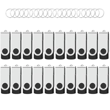 8G 20Pezzi Nero WOOOLKEN USB 20 Pezzi Chiavetta USB 8GB Girevole Penna USB 2.0 Set 10 Unità Pen Drive USB 8 GB con Portachiavi WOOOLKEN Nero