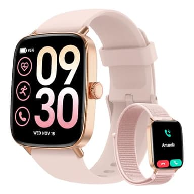 Smartwatch Donna, 1.85" Orologio Smartwatch con Chiamate e Notifiche WhatsApp, Fitness Tracker con Contapassi Sonno SpO2 Cardiofrequenzimetro, 110 Sportive, IP68 Smart Watch per Android iOS Rosa