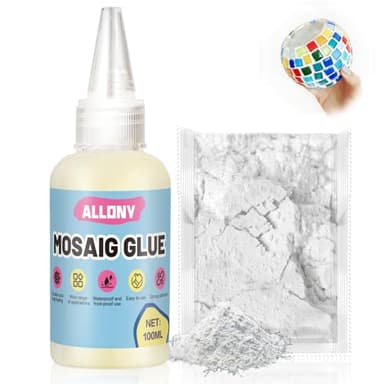 Allony Colla per Vetro, Collante Trasparente per Mosaico, Colla per Mosaico Vetro, Pasta Sigillante per Mosaic, Mosaic Glue per Mosaici in Pietra/Ceramica, 100 Ml