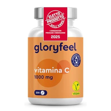Vitamina C, Acido Ascorbico, Vitamina C 1000mg, Eletto PRODOTTO DELL'ANNO 2025, 200 Compresse Vegan (6+ mesi), Vitamin C Pura Compresse, Integratore Difese Immunitarie, Vitamin C Concentrata