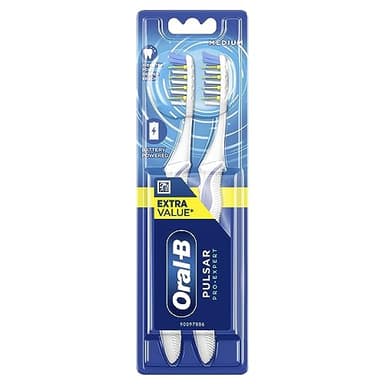 Oral - B Pulsar 35 - Spazzolino da denti, 2 pezzi, Durezza media, Colori assortiti