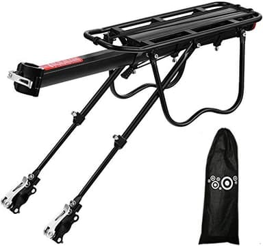 FOCHI Portapacchi Bici Posteriore, Regolabile Alluminio Portapacchi Mountain Bike, Carico Massimo 50 kg, Con Fanale Catarifrangente, Attacco e Montaggio Rapido