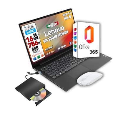 Lenovo Notebook nuovo • Ram 16gb • cpu Intel N4500 • Monitor 15.6" Full HD • ssd 756 (SSD NVME 256 + 512 HDD) • Ingresso lan, hdmi, USB • Sistema operativo win 11 PRO e Office 365 • LETTORE DVD-RW
