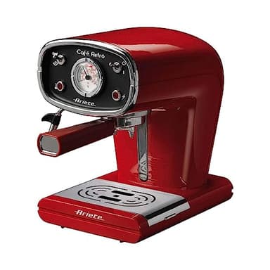 Ariete 1388 Café Retrò - Macchina per caffè espresso in polvere e cialda ESE, 15 bar, 850W, Dispositivo Maxi-Cappuccino, 1L, Rosso