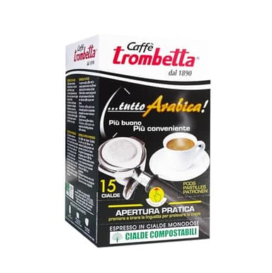 CAFFÉ TROMBETTA DAL 1890 ESE, Più Arabica - 12 astucci da 15 Cialde (totale 180)
