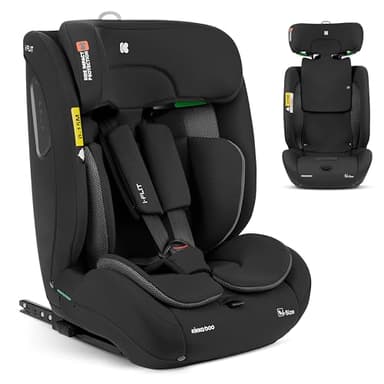 KikkaBoo i-Size i-FLIT, Seggiolino Auto 9-36 kg ISOFIX – Gruppo 1/2/3, Reclinabile, da 15 mesi a 12 anni, Protezione SPS, Top Tether, Poggiatesta Regolabile, Nero