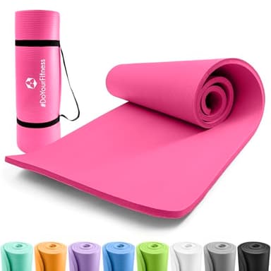 #DoYourFitness Tappetino yoga antiscivolo | Per principianti e utenti avanzati | Spessore 1,5 cm | 183cm x 61cm [rosa]