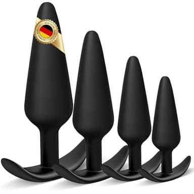 4 Pezzi Plug Anale in Silicone Kit,Piccolo,Medio,Grande,Dimensioni extra grandi,Butt Plug in silicone,Set Sex Toy,Plug Dilatatore Anale per Donne e Uomini