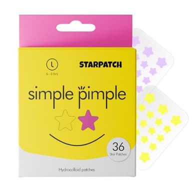 Simple Pimple | Patch Brufoli Stella per Viso, Pimple Patches Star - La Soluzione Stiloso e Idrocolloidale per Brufoli e Acne a Forma di Stelline Brufoli. 36 Stars.