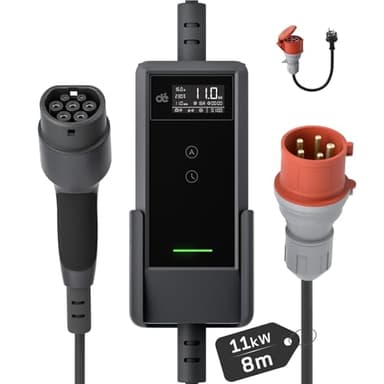 dé Wallbox 11kW [Trifase| 8m| 6-16A] Cavo Ricarica Auto Elettrica Tipo 2 CEE 11kW, Stazione Carichino Auto elettrica Mobile Compatibile con Model Y, Model 3 e Altri EV/PHEV
