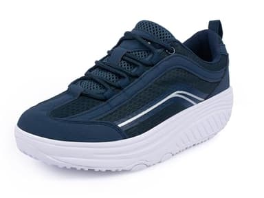 Aerosoft Walker Comodo Scarpe da Ginnastica con Allacciatura per Donna e Uomo in Memory Foam con Plantare Intercambiabile, Blu marino, 40 EU