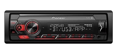 Pioneer MVH-S420BT, 1DIN Autoradio, rossa, navigazione del menù in tedesco, Bluetooth, USB, entrata AUX, controllo diretto da iPod/iPhone, vivavoce, Smart Sync