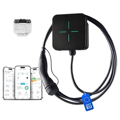 LEKTRI.CO – Stazione di Ricarica Auto 1P7K – Ricarica EV Ibrida (7.4kW), fotovoltaico, monofase 230V, Corrente 6-32A - Cavo di Ricarica EV 5m – Wi-Fi con App