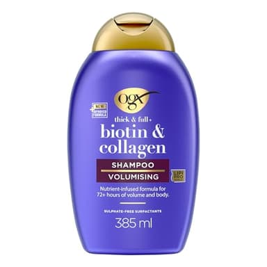 OGX Shampoo Thick & Full + Biotin & Collagen volumizzante capelli con Biotina e Collagene, Shampoo capelli fini con effetto rinforzante per una chioma forte, corposa e sana, 385 ml