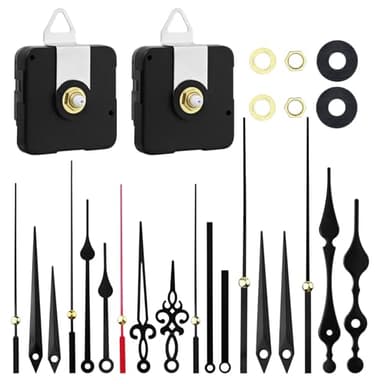Wantli 2 Pezzi Movimento Meccanismo Orologio da Parete, con 6 Set Lancette Orologio, Movimento Silenzioso al Quarzo, per Parti Riparazione Dell'Orologio Parete Sostituzione (13 mm)