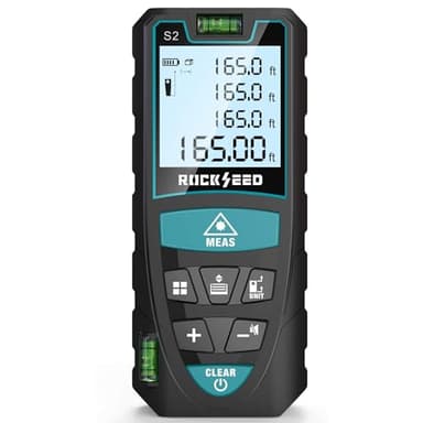 Metro laser 100M,RockSeed Distanziometro Laser Digitale con 2 Livelle a Bolla,Telemetro Laser Portatile con unità M/in/Ft Commutazione LCD Retroilluminato e Misurazione Distanza/Area/Volume/Pitagorico