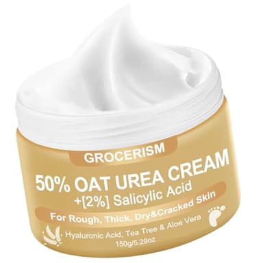 Crema di urea al 50% per i piedi, forza massima, con avena e acido salicilico al 2%, crema per piedi e mani con acido ialuronico