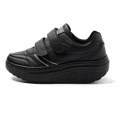 Scarpe Basculanti Donna con Strappo Scarpe Dimagranti Ortopediche per Camminata e Passeggio Comode e Antiscivolo per Anziani e Lavoro Sneakers Sportive da Ginnastica Firness SD2656 Nero 39