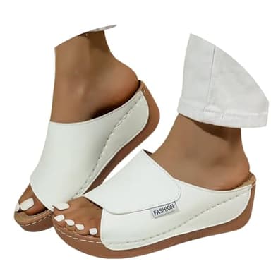 Ciabatte Donna Estive Ortopediche pelle Anatomiche Sandali Pantofole Zeppa Comode da Casa Eleganti Leggere Ciabatte per Fascite Plantare Moda Aperta Antiscivolo Arch Support Sandalo Spiaggia Mare 2025