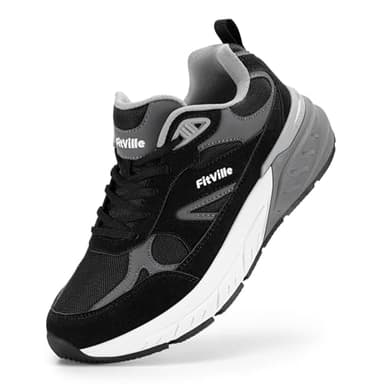 FitVille Extra Large Scarpe Sportive Uomo Sneakers Running Piedi Larghi Antiscivolo Traspiranti Jogging Camminare Nero 43 EU Larga