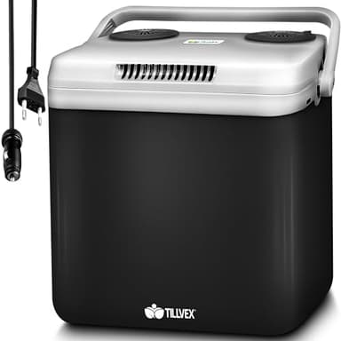 tillvex Frigorifero elettrico Portatile da 32L | Mini-frigorifero campeggio da 230V e 12V per auto, camion, barca o camper | rinfresca e riscalda | modalità ECO (Antracite)