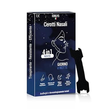 60pz Cerotti Nasali, Antirussamento, Sport, Respira Bene, Dormire Meglio,Tenuta Forte, Asticelle Rinforzate, Antisudore, Cerotti Naso, Giorno, Notte, Russare, Uomo, Donna, Bambino, Dilatatore Nasale