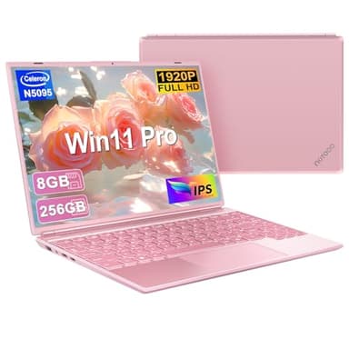 NOTODD PC Portatile Computer Portatile Notebook 14 Pollici N5095 (fino a 2.9 GHz), Laptop Win11 8GB 256GB SSD 1TB Estensioni丨2.4G+5G WIFI 丨Ventola Raffreddamento Schermo丨1920 * 1200 2K FHD-Pink