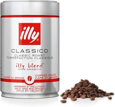 illy, Caffè in Grani da Macinare CLASSICO, 100% Arabica con Note di Fiori d'Arancio e Gelsomino, Gusto Morbido e Retrogusto Dolce, 1 Barattolo da 250g, Packaging May Vary