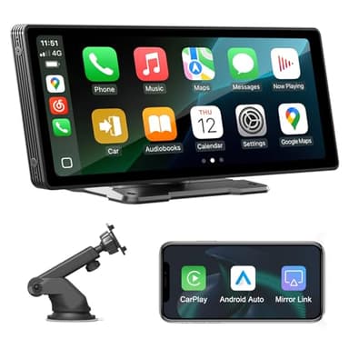 Senza Fili Autoradio, Wireless A-pple Carplay&Android Auto Portatile, 10.26 Pollici Stereo Auto HD Touch Screen, Car Radio with Mirror Link, GPS Navi, Bluetooth, FM, Siri, AUX, Airplay, Voice Control