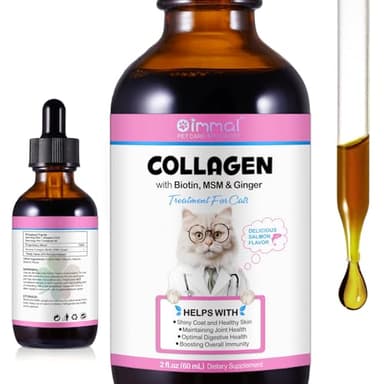 Collagene per gatti, integratore per la pelle del collagene e del pelo, sollievo dal prurito per gatti, gocce di collagene giornaliere Supporta le articolazioni e la salute del sistema digestivo, 60