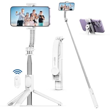 101 CM Bastone Selfie Treppiede, Treppiede per Telefono Estensibile Portatile con Telecomando Wireless & Clip Rimovibile Rotazione a 360° Treppiede Selfie Stick Compatibile per Iphone 16 15 14/Android